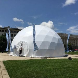 Custom Galvanized steel poles PVC glamping Geodesic Dome Tent House