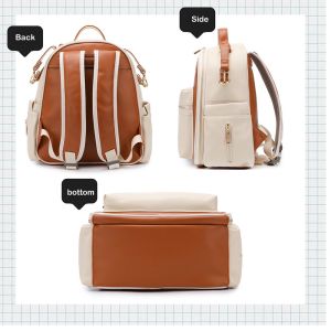 New PU Leather Mommy Nappy Bag Portable Baby Bottle Backpack Multifunction