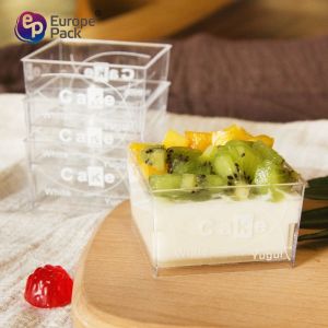 Popular disposable ps 140ml square acrylic dessert cups clear plastic