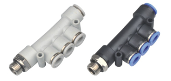 PKB - G Type Five Way male G thread Equal Tee Brass Plastic Air Tube Fitting