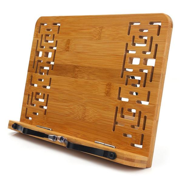 Rectangle Shaped Natural Bamboo Book Stand Tablet Holder with Retro Hollow
