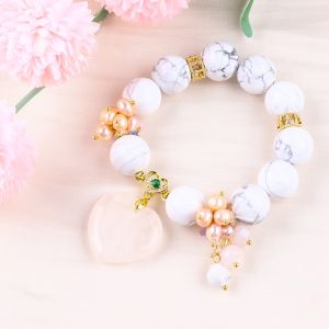 Handmade Gemstone Beaded Bracelet Natural White Turquoise Stone Bracelet