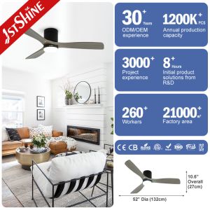 Low Noise 35W Decorative Saving Space Flush Mount Ceiling Fan With LED Light