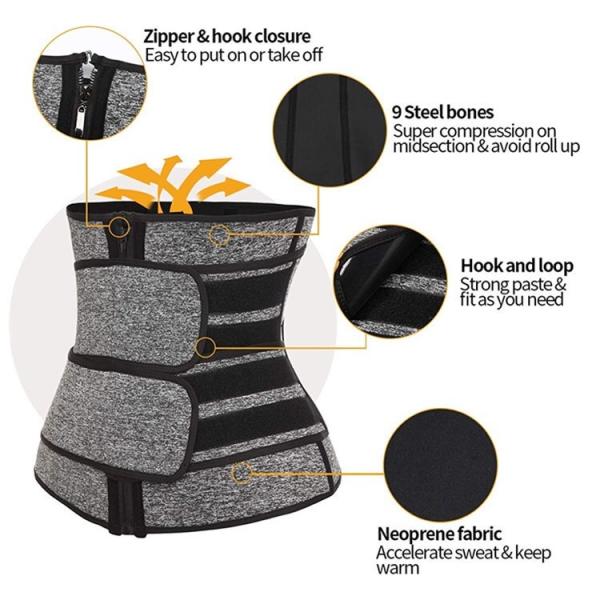 1 - 5mm Neoprene Women Slimming Belt With Zipper Closure