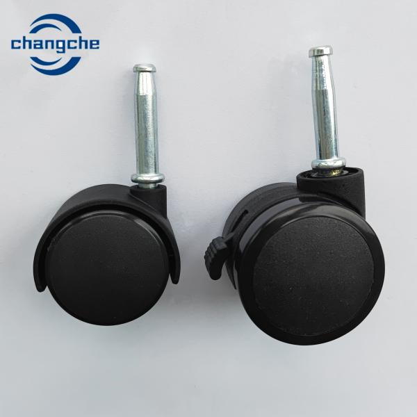 Buy Oblique Stem Movable Wheel With Stop 50mm Black PU Furniture Caster at wholesale prices