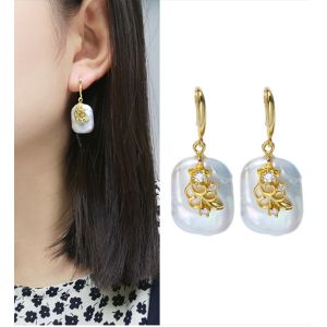 Women Natural Baroque Pearl Necklace Earring Classic Weddings Jewelry Chains