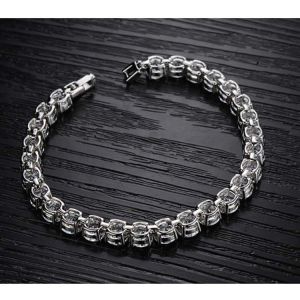 Silver Plated Princess Cubic Zironia Tennis Bracelet Women Wedding Jewelry
