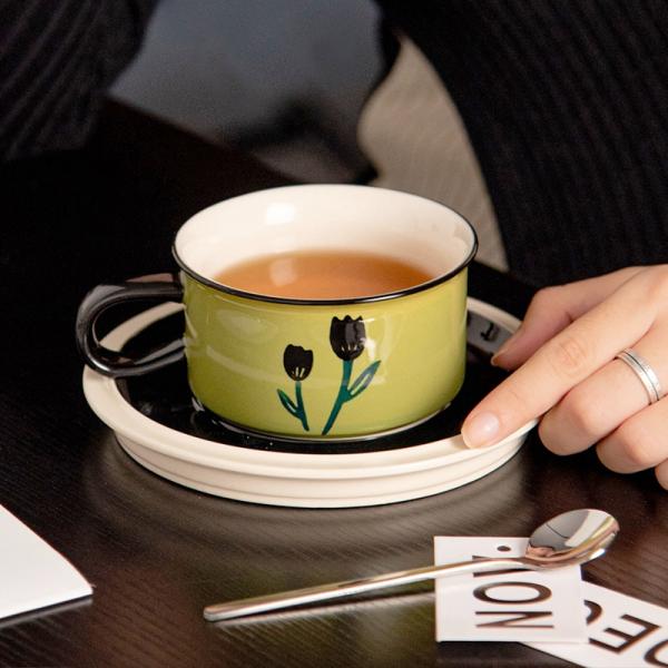 Stocked Ceramic Coffee Cup 250ml Porcelain Flower Cup Set 8.45oz Italian Cappuccino Cups