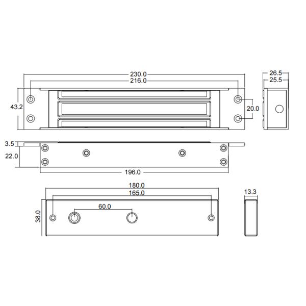 EL280PM Magnetic Lock 280 Series: CCA(240KG)/COPPER(280KG) electric magnetic lock For Access Control