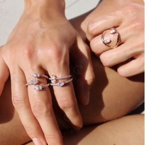 18K Gold Plated Three Stone Prong Pearl Adjustable Ring in 925 Sterling Silver