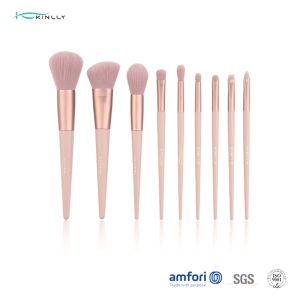 China Poly Bag Light Pink 9pcs Travel Makeup Brush Set on sale