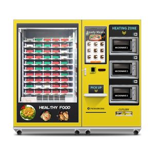 Quality GYM Healthy Food Nutritious diet Vending Machine Semi-Automatic Customized Hot Food Vending Machine With 3 Microwave for sale