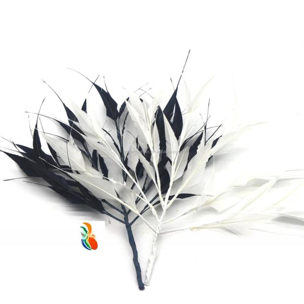 Mother's Day Party Decoration Stripped Goose Feather Flower Mount with Wire Accessory