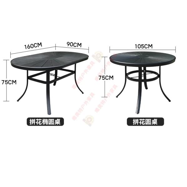 Outdoor Table And Chair Set Made Of Black Aluminum Alloy