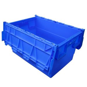 Large Size Distribution Container With Hinged Lid Storage Bins Plastic Stackable