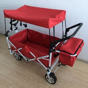 China Utility Wagon Folding Cart 8 Inch Foldable Beach Trolley With Canopy 600D Oxford Fabric on sale