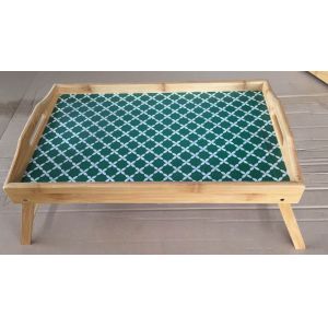 bamboo wood serving tray with metal handle