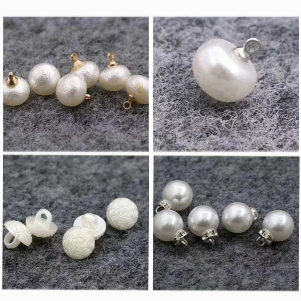 10MM 11.5MM Elegant design sewing on fancy round white pearl buttons for lady shirt and coat