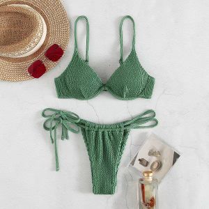 Deep V 3 Piece Bathing Suit Set Backless Fashion Three Piece Beachwear Bikini
