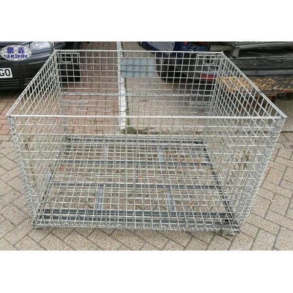 Buy Industrail Wire Mesh Pallet Cages , Warehouse Folding Wire Mesh Storage Boxes at wholesale prices