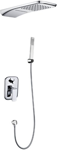 Quality brass material chrome finished cold hot wall-mounted shower system for sale