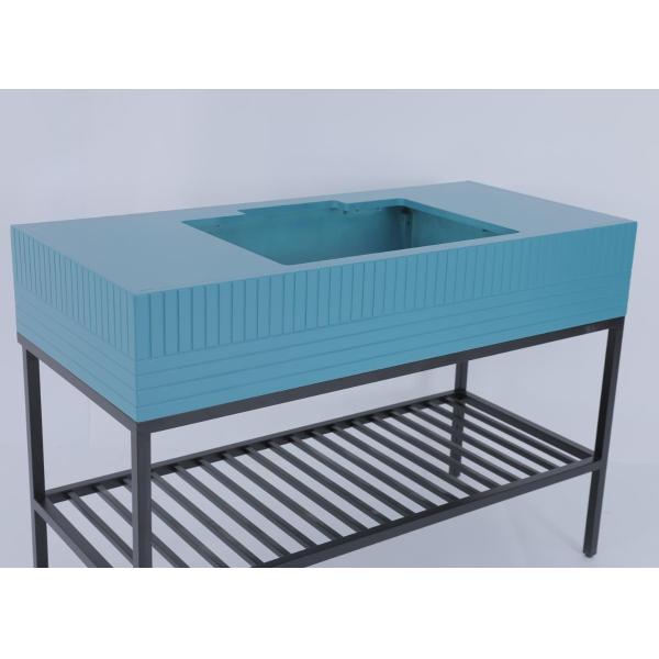 Stainless Custom Modern Bathroom Vanity With Metal Console