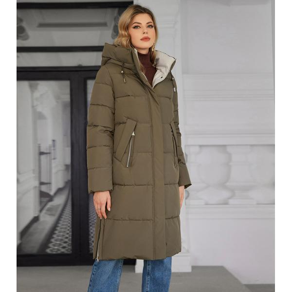 Classic Contrast Color Medium Length Thickened Down / Cotton Jacket