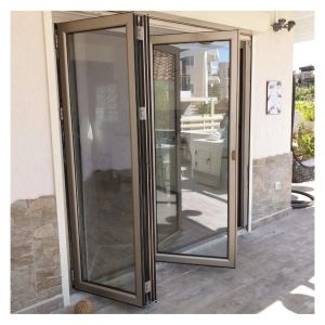Curved Aluminium Balcony Folding Door Double Triple Glass Interior Folding Glass