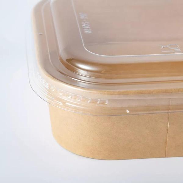 Eco Square Disposable Kraft Paper Salad Bowl Brown Color 1400ml