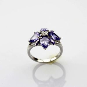925 Silver Amethyst Cubic Zircon Women Ring ( R211)