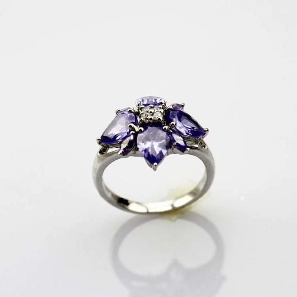 925 Silver Amethyst Cubic Zircon Women Ring ( R211)