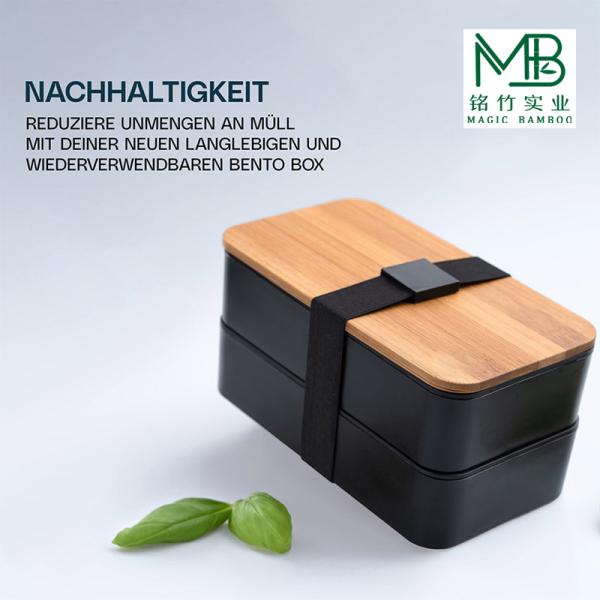 Hot selling double layer Japanese bento box with bamboo lid for students