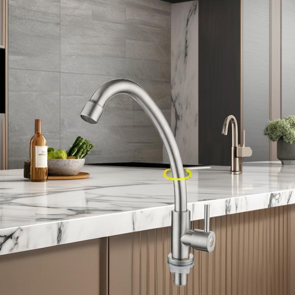 CLASSIC Style Kitchen Faucet Deck Mounted with 360 Degree Rotation and Stainless Steel