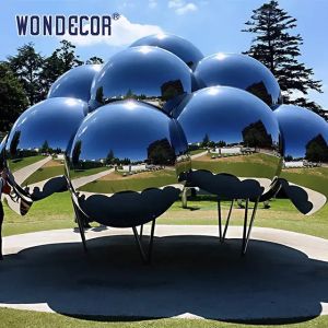 China Mirror Stainless Steel Cloud Metal Garden Statue Custom Design on sale