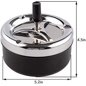 Round Push Down Smokeless Cigarette Ashtray with Spinning Tray