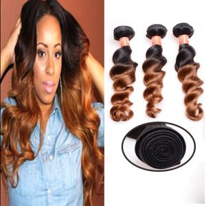Soft And Silky Body Wave Human Hair Ombre Extensions , Bright Brown Color