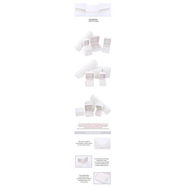 Plain White PU Leather Jewelry Box , Leather Jewelry Case For Ring Pendant Bracelet