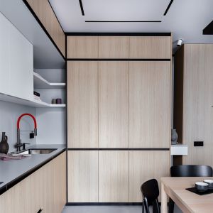 Durable Small Melamine Kitchen Cabinet White Wood Texture Mini Kitchen Cabinet