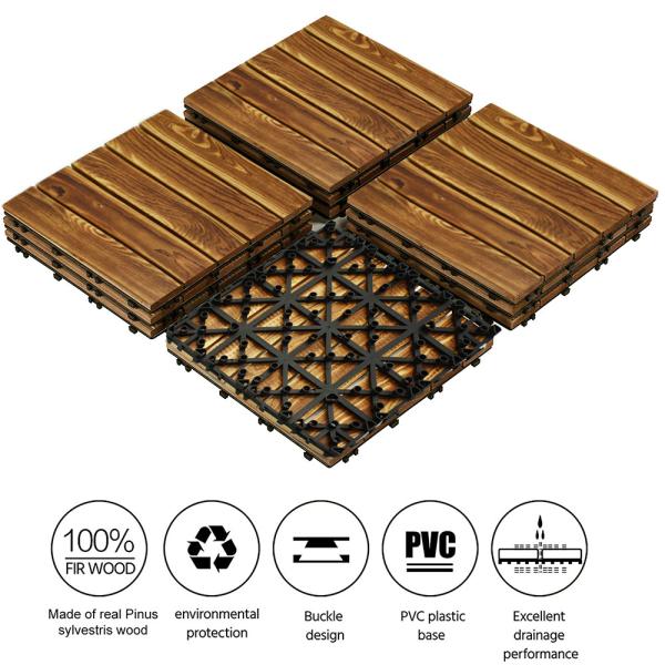 Buy Acacia Hardwood Interlocking Deck Tiles Brown Patio Wooden Deck Flooring at wholesale prices