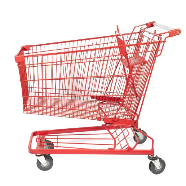Q195 Steel Metal Market Shopping Trolley 210L Red Large Shopping Cart