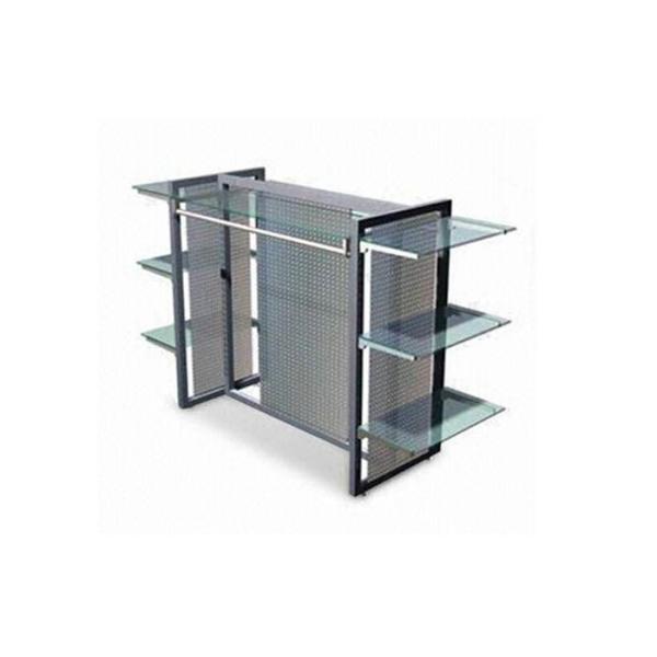 Clear Termpered Glass Shelf Garment Display Stand In Gray Color
