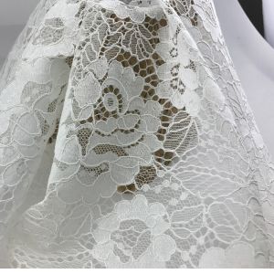 Piece Dyeing Embroidered Mesh Lace Fabric Wedding Dress Lace Fabric 59 Inch