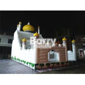 PVC Tarpaulin 0.55mm Castle Commercial Inflatable Slide With Jumping Area