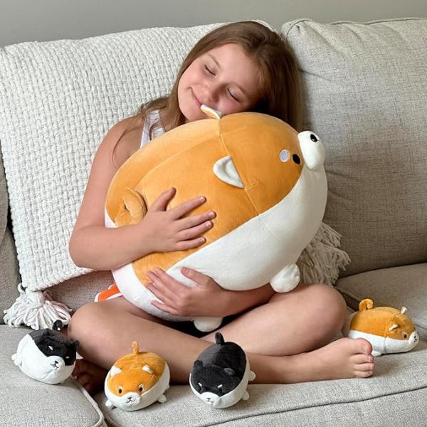 MorisMos 18\" Unisex Shiba Inu Corgi Plush Dog Toy Soft Cute Kids Stuffed Animal Pillow for Birthday Christmas or Anytime