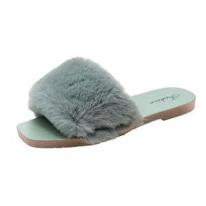 1E0041 Wholesale New Furry Fur Plush Slipper For Woman