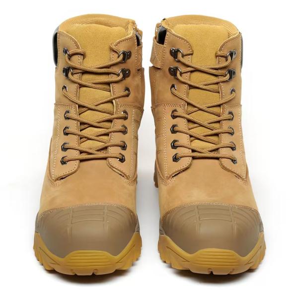 Custom Steel Toe Boots High Top Martin Work Boots Brown For Men