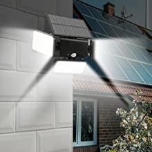 Adjustable Heads 1000lm 260Pcs LED Solar Motion Sensor Wall Light Outdoor