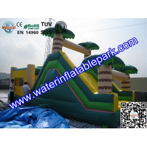 Inflatable Bouncer Slide , Commercial Grade Bounce Houses Coconut Trees Tropical