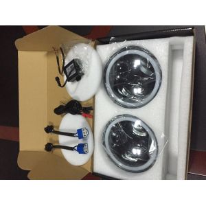 Quality RGB Halo 7 inch LED Headlights Wrangler Plug and Play with Bluetooth Function with Angel Eye for Jeep JK CJ LJ for sale
