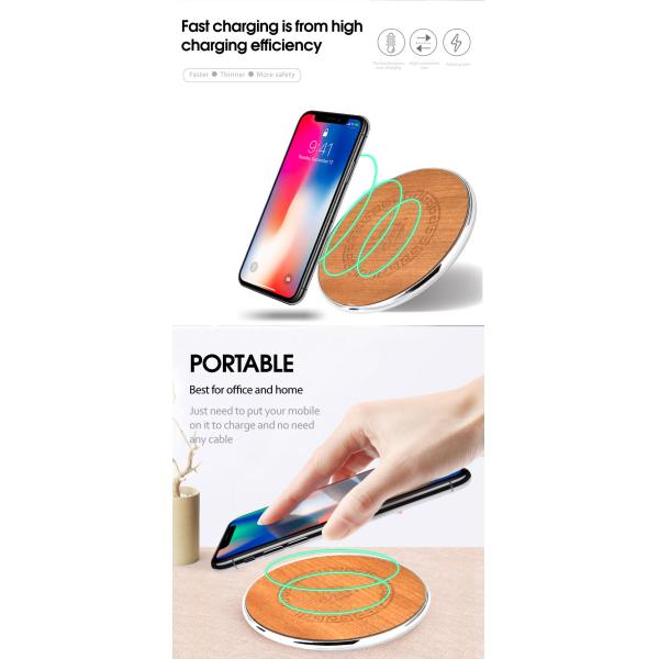 New 10W bamboo metal wireless charger IphoneXR Samsung universal ultra-thin fast wireless charging